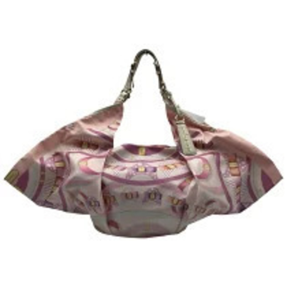 Salvatore Ferragamo Tote Bag Pink White Silk Leather